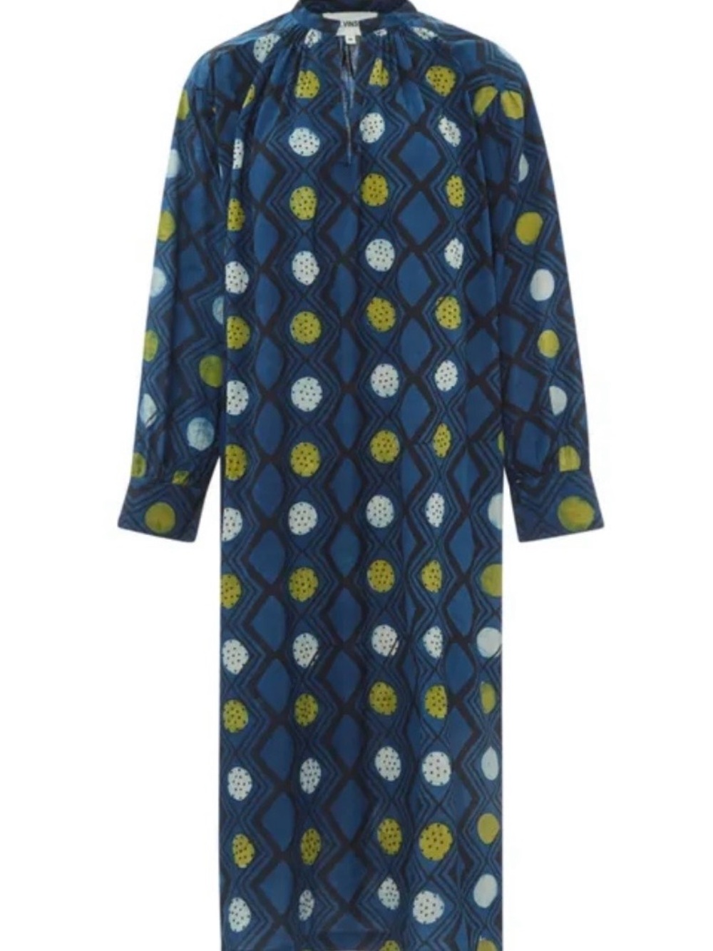 Long Navy Blue Geometric Dot Maxi Dress